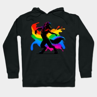 Raving Rainbow LGBTQ Furry Pride Wolf Fursona Hoodie